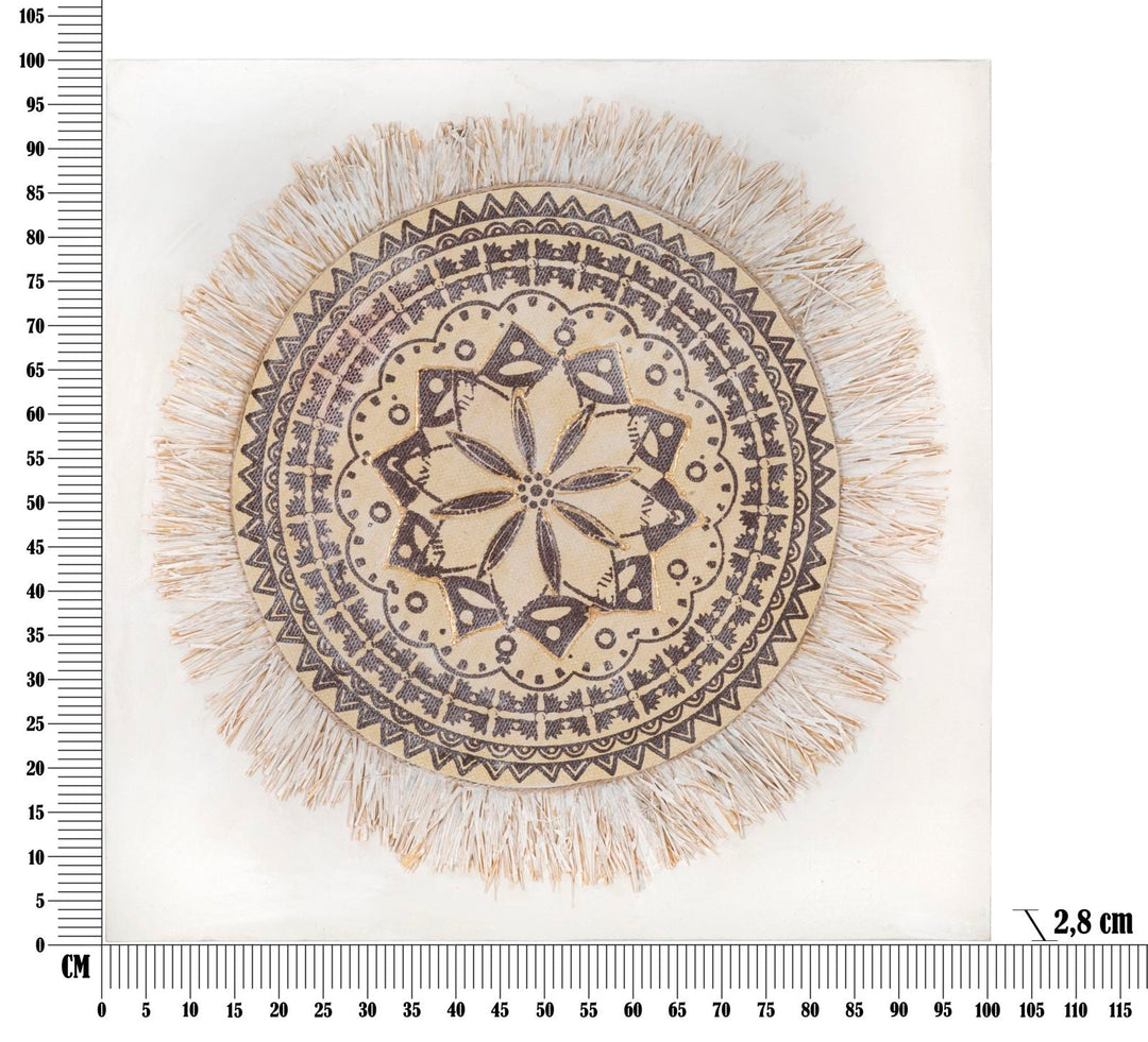 Beige runde Mandala Wandmalerei