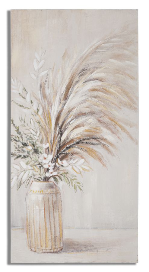Vase mit Blumen Beige Modernes Gemälde