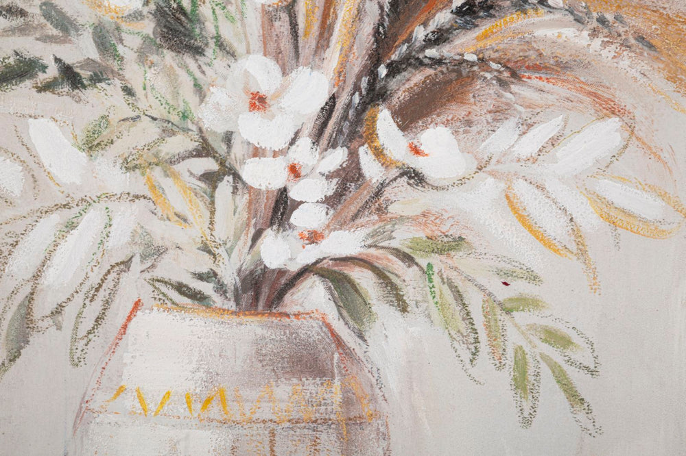 Vase mit Blumen Beige Modernes Gemälde