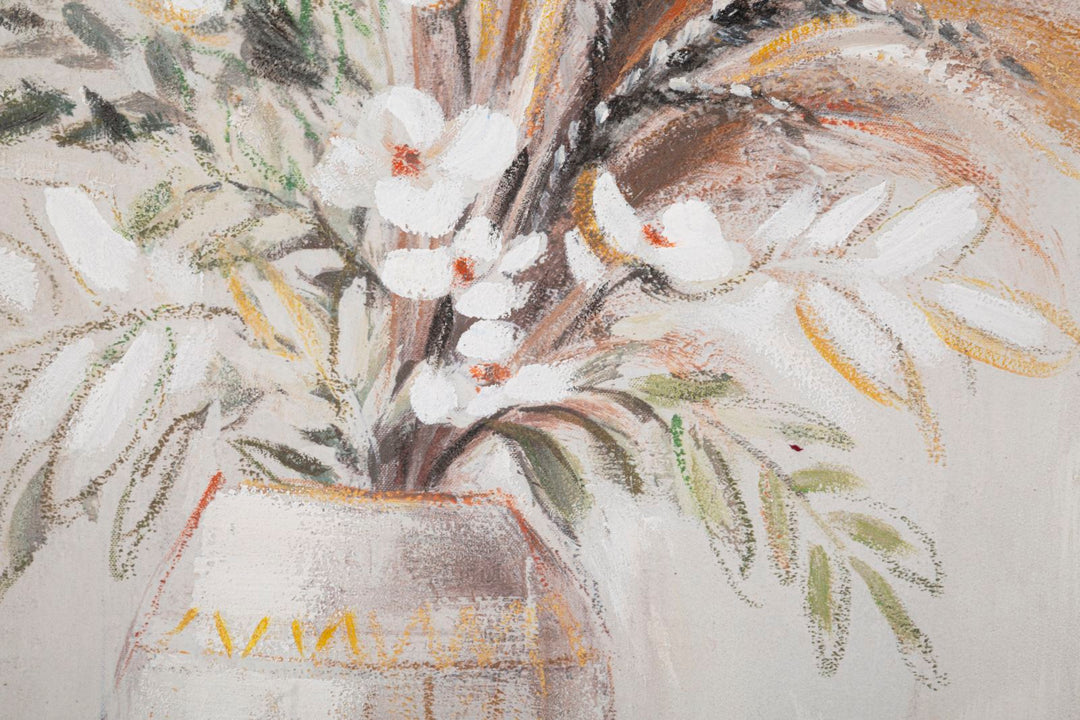 Vase mit Blumen Beige Modernes Gemälde