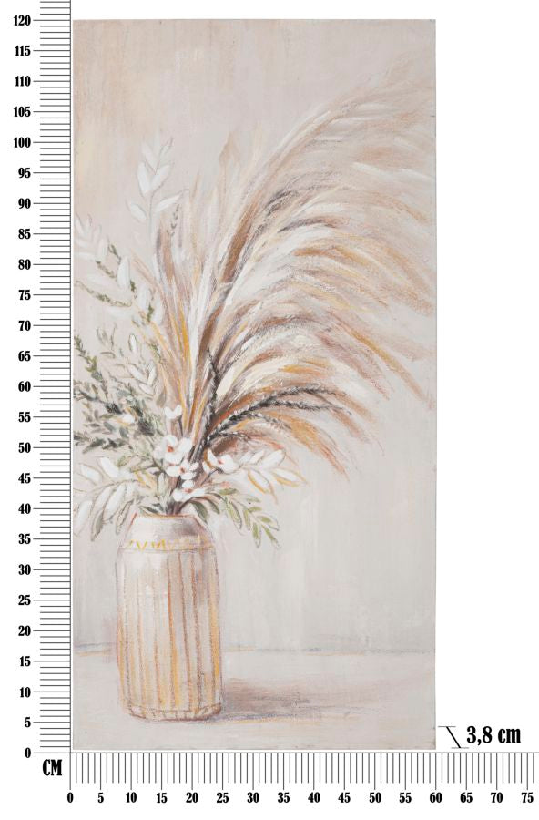 Vase mit Blumen Beige Modernes Gemälde