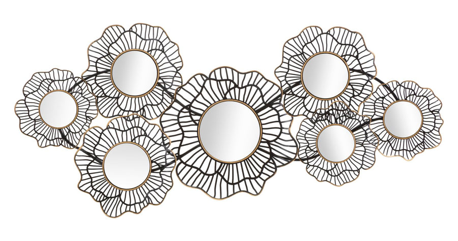 Kleine runde Wandspiegel aus Metall mit floralem Rahmen