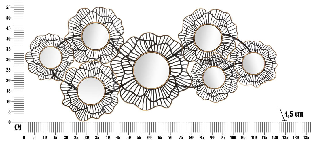 Kleine runde Wandspiegel aus Metall mit floralem Rahmen