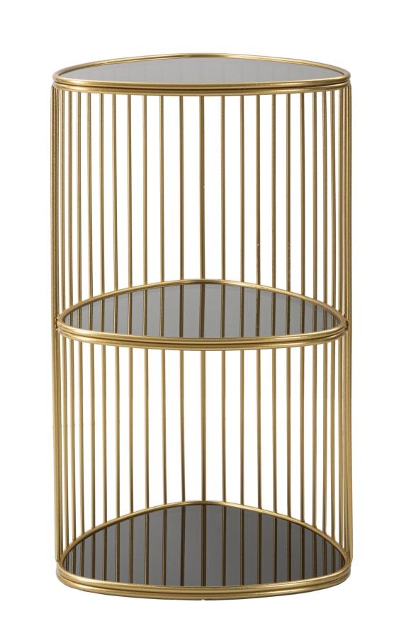 Kleiner Tisch aus goldfarbenem Metall und Glas