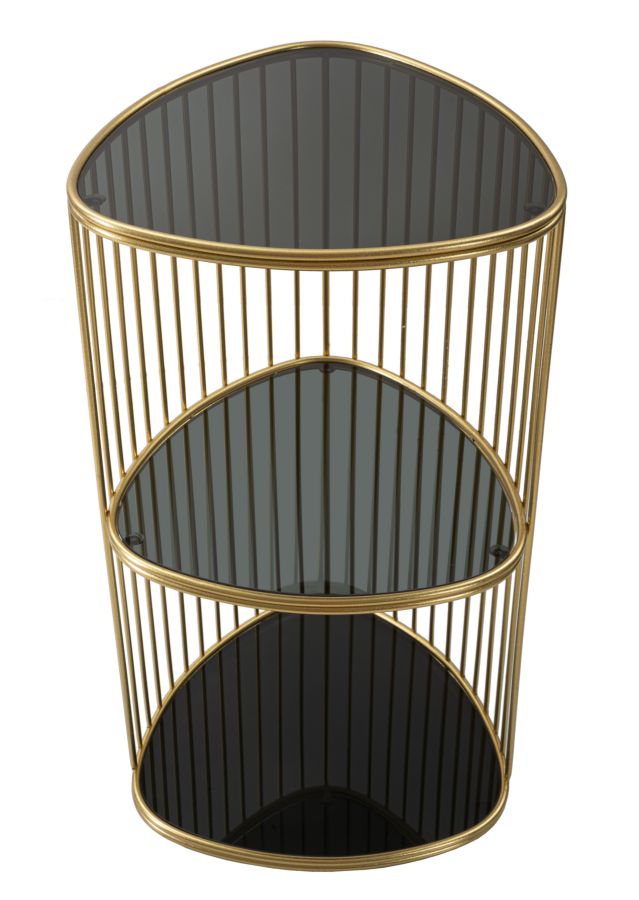 Kleiner Tisch aus goldfarbenem Metall und Glas