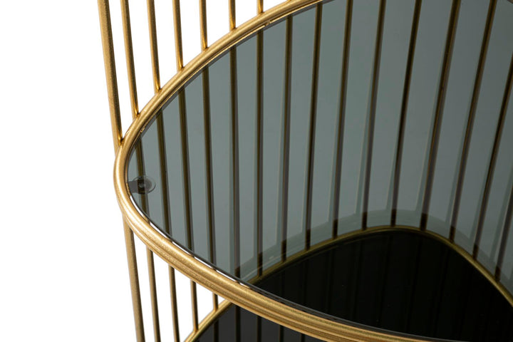 Kleiner Tisch aus goldfarbenem Metall und Glas