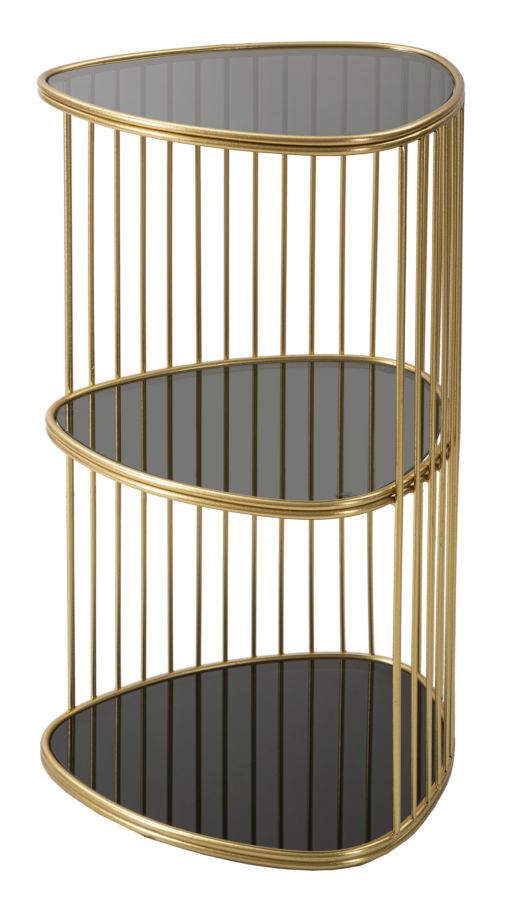 Kleiner Tisch aus goldfarbenem Metall und Glas