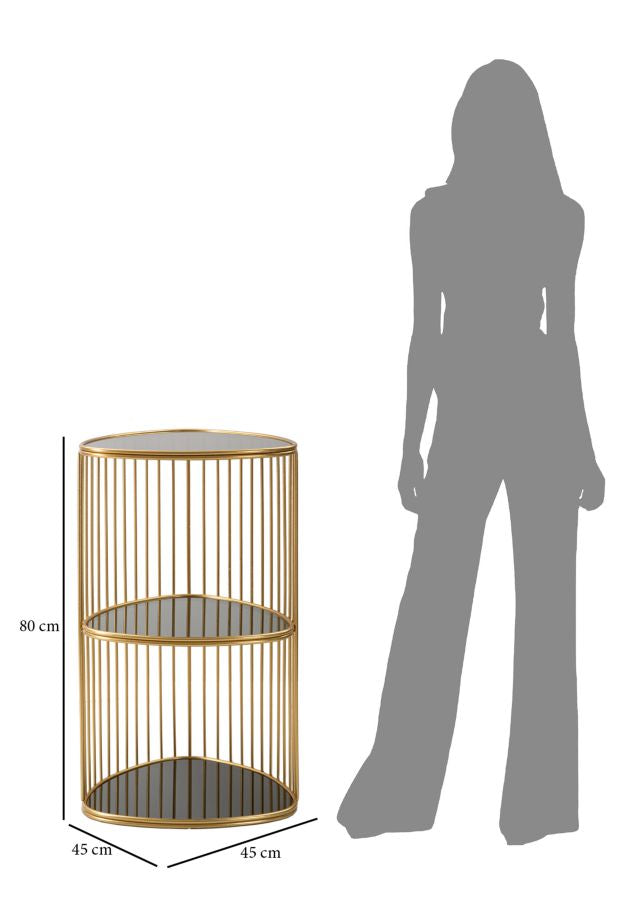 Kleiner Tisch aus goldfarbenem Metall und Glas
