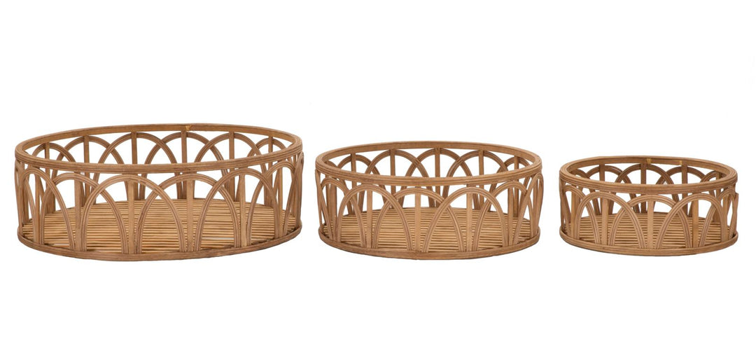 3er Set Rattan Serviertabletts Fuji Deko Kollektion
