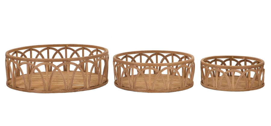 3er Set Rattan Serviertabletts Fuji Deko Kollektion
