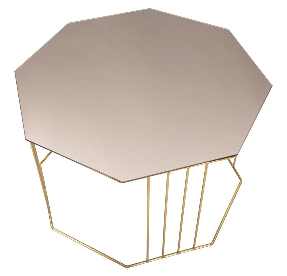Achteckiger Couchtisch aus Goldmetall und Glas