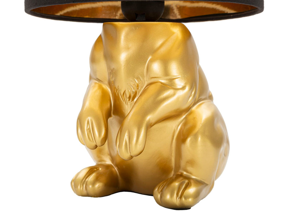 Moderne Kaninchen-Tischlampe in Gold und Schwarz