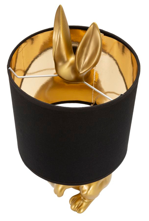 Moderne Kaninchen-Tischlampe in Gold und Schwarz