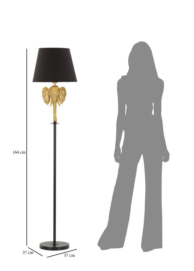 Moderne Elefanten Stehleuchte in Gold und Schwarz