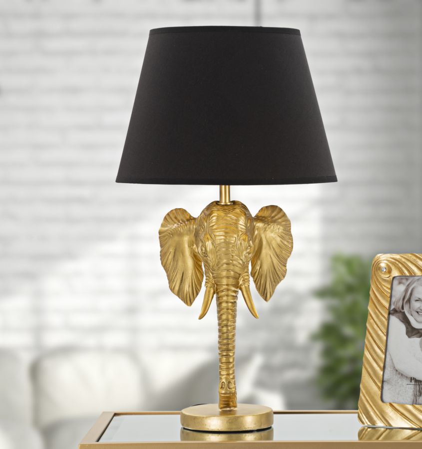 Moderne Elefanten-Tischleuchte in Gold und Schwarz
