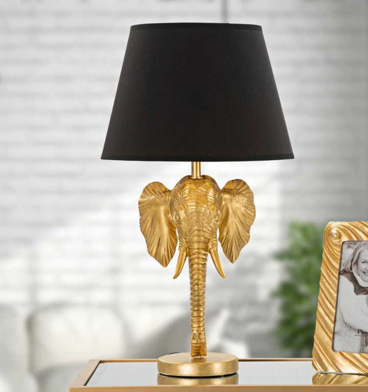 Moderne Elefanten-Tischleuchte in Gold und Schwarz