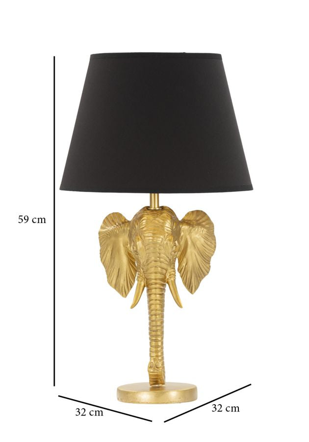 Moderne Elefanten-Tischleuchte in Gold und Schwarz