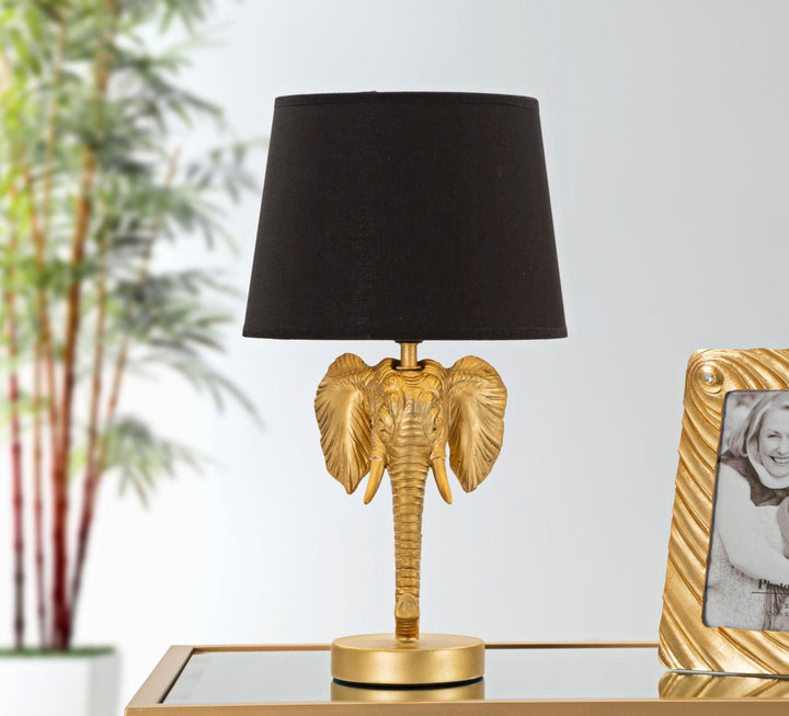Moderne Elefanten-Tischleuchte in Gold und Schwarz
