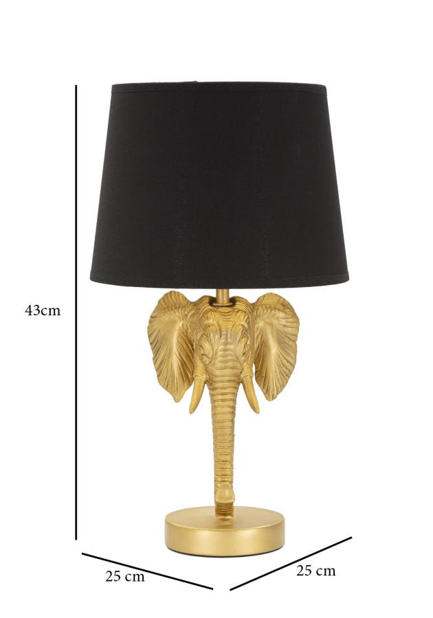 Moderne Elefanten-Tischleuchte in Gold und Schwarz