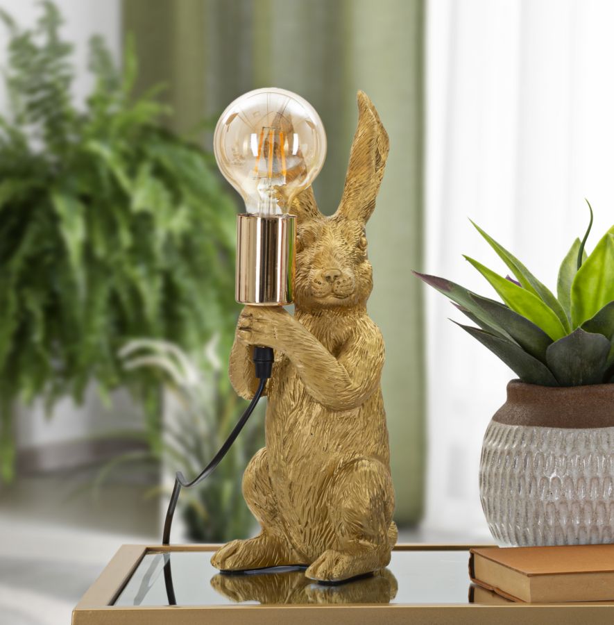 Goldene Kaninchen Tischlampe