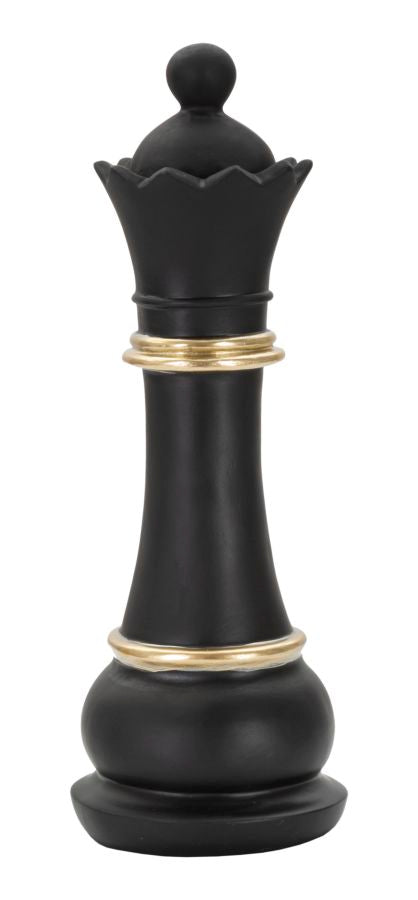 Schwarz & Gold Dame Schachfigur (Moderne Skulptur)