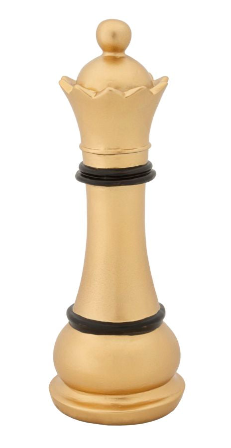 Gold & Schwarze Dame Schachfigur (Moderne Skulptur)