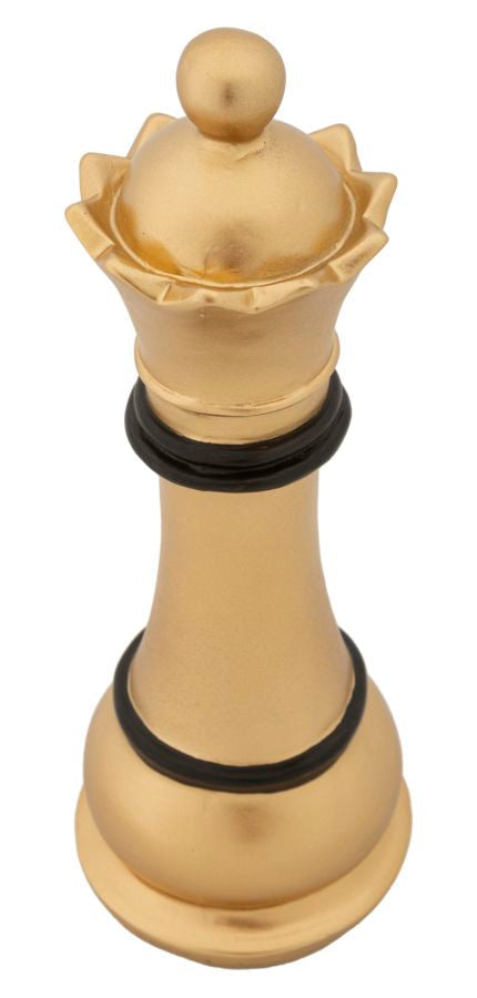 Gold & Schwarze Dame Schachfigur (Moderne Skulptur)