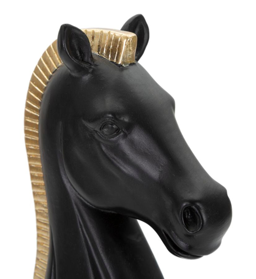 Schwarz-goldene Pferdeschachpuppe (Moderne Skulptur)