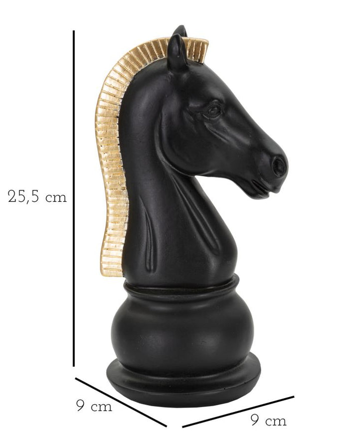 Schwarz-goldene Pferdeschachpuppe (Moderne Skulptur)