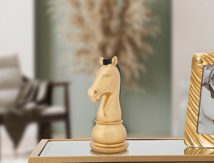 Gold & Schwarz Ritter Schachfigur (Moderne Skulptur)