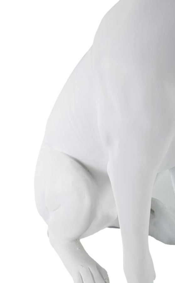 Weiß-goldene Hundestatue mit Krone (Moderne Dekoration)