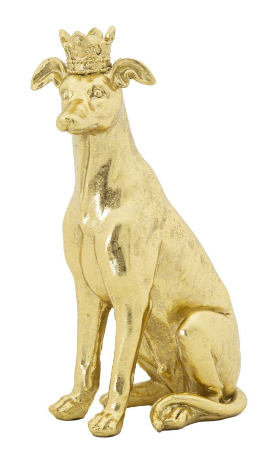 Goldene Hundestatue mit Krone (Moderne Dekoration)