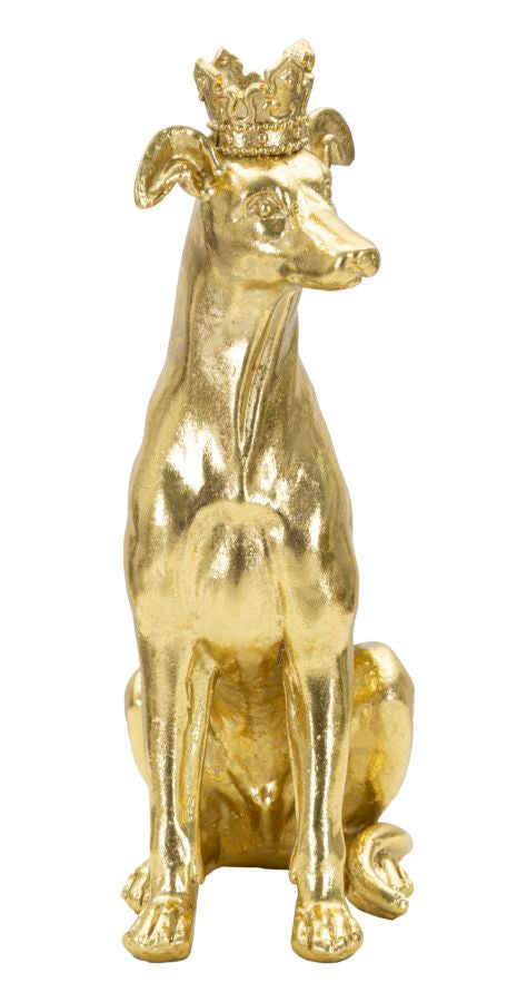 Goldene Hundestatue mit Krone (Moderne Dekoration)