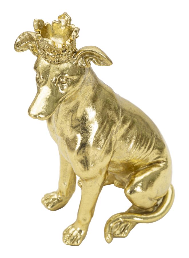 Goldene Hundestatue mit Krone (Moderne Dekoration)