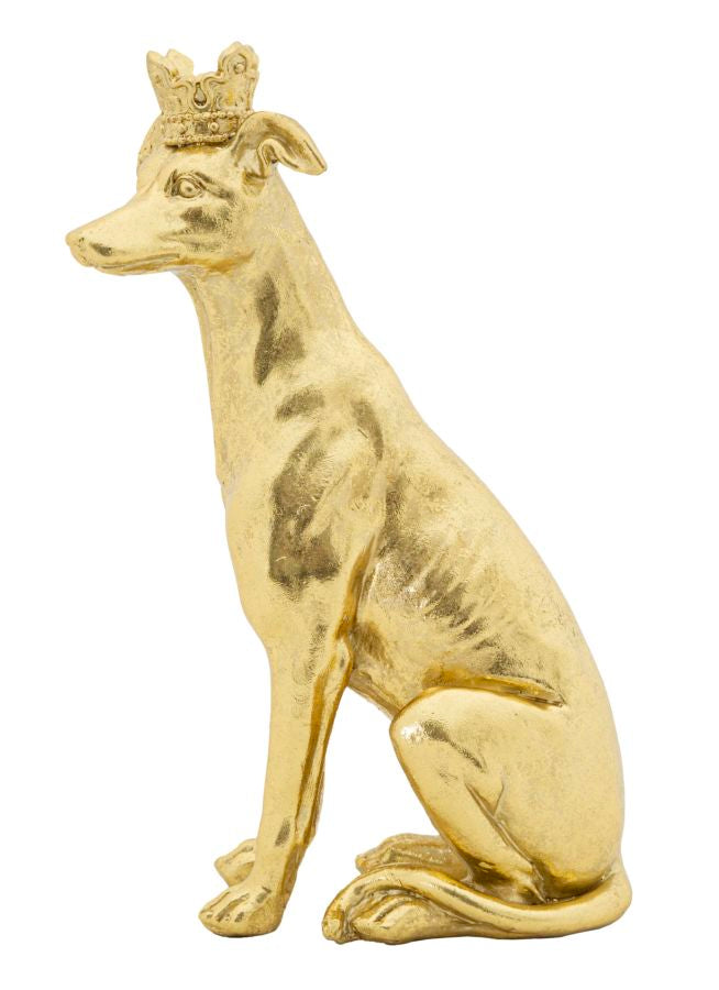 Goldene Hundestatue mit Krone (Moderne Dekoration)