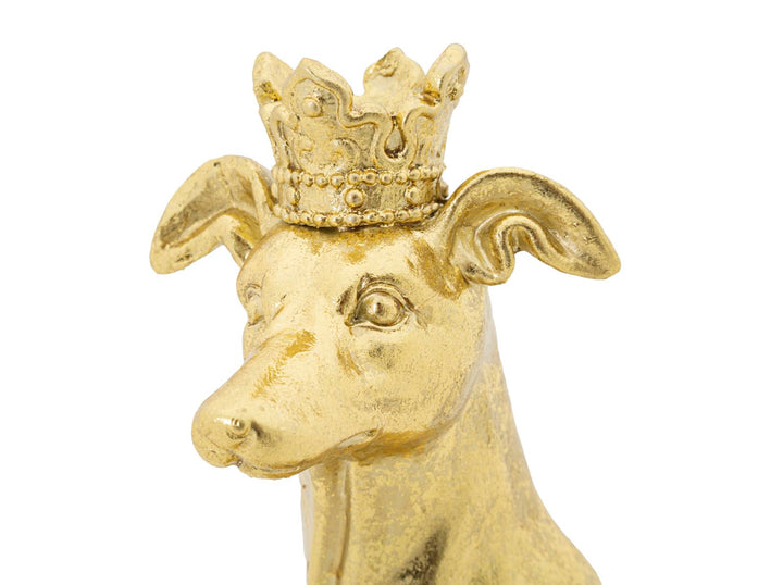 Goldene Hundestatue mit Krone (Moderne Dekoration)