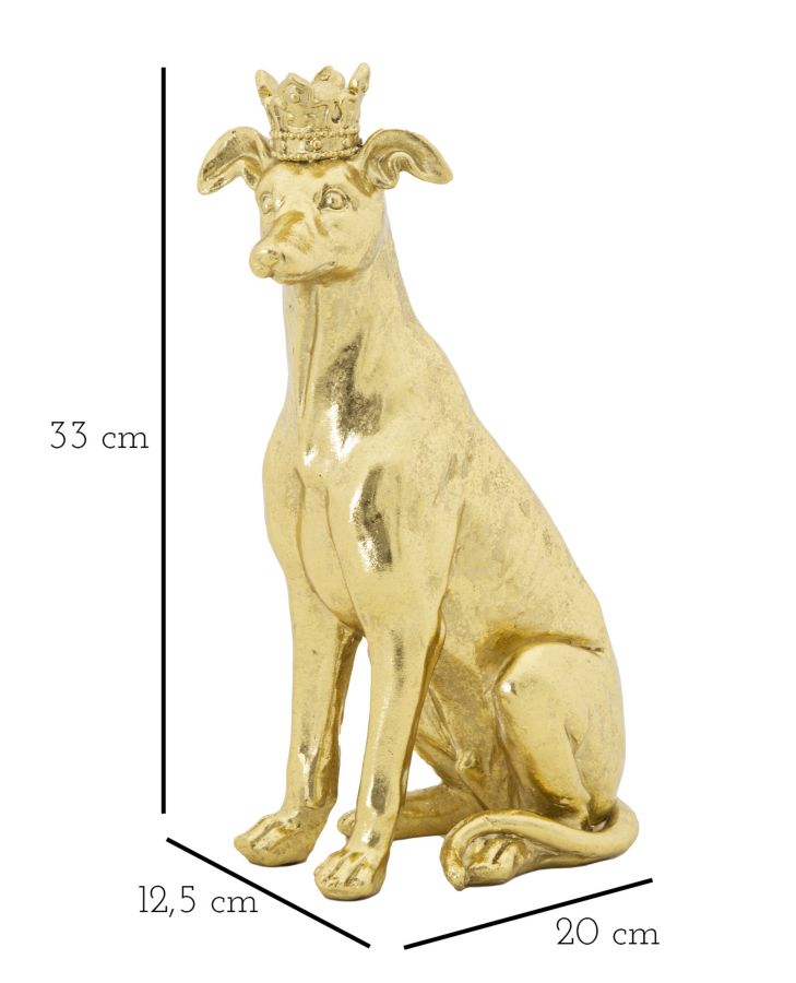 Goldene Hundestatue mit Krone (Moderne Dekoration)