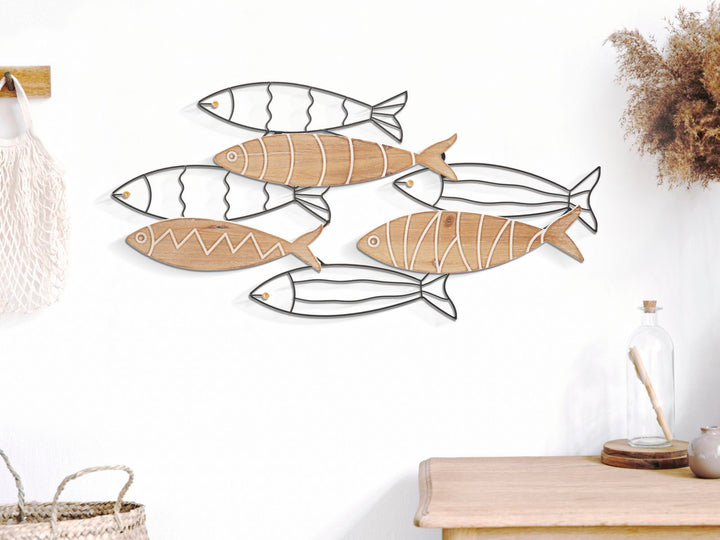 Metall und Holz Fisch Fisch Wanddekoration