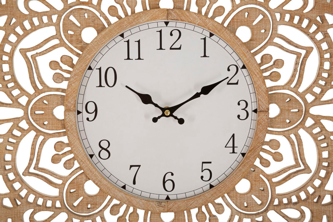 Mandala-Wanduhr aus Holz