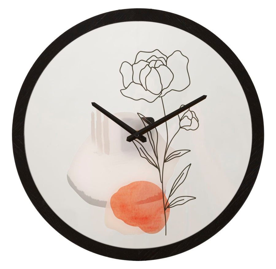 Metall und Glas Bohemian Floral Wanduhr