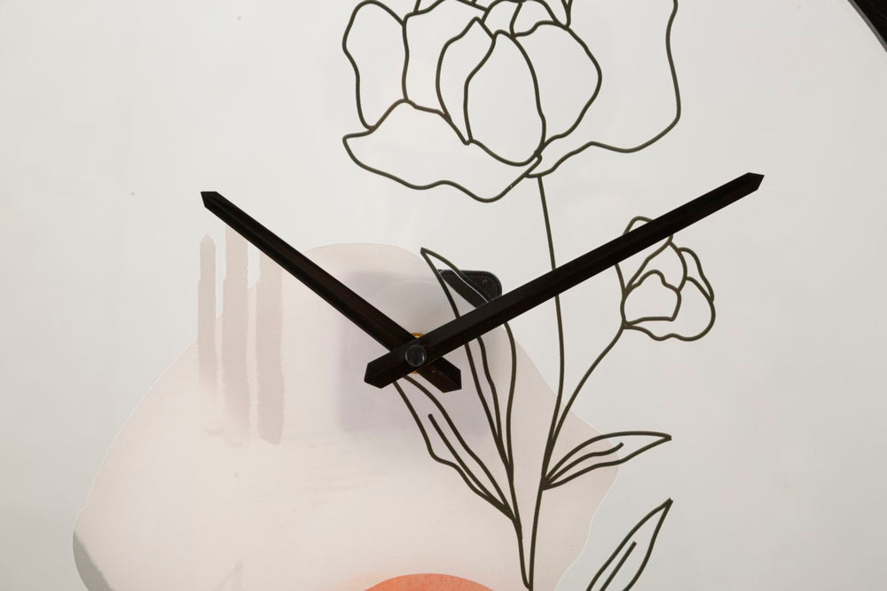 Metall und Glas Bohemian Floral Wanduhr