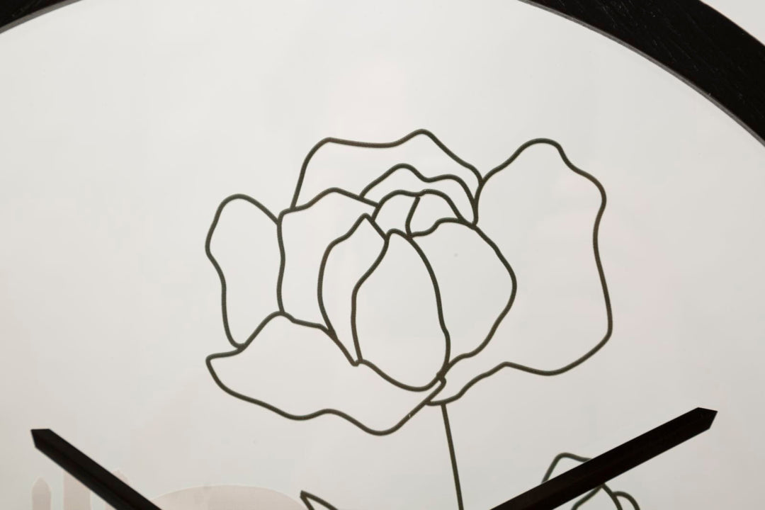 Metall und Glas Bohemian Floral Wanduhr
