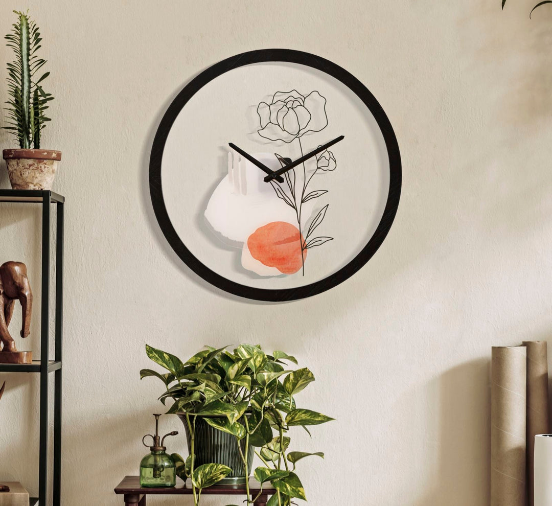 Metall und Glas Bohemian Floral Wanduhr