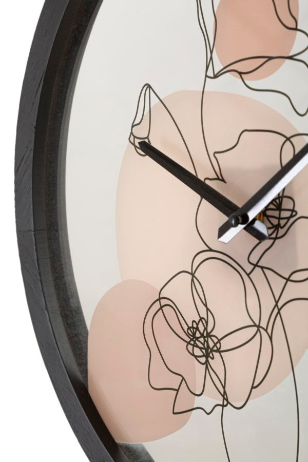 Metall und Glas Bohemian Floral Wanduhr