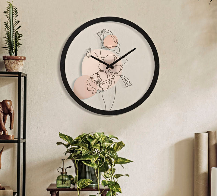 Metall und Glas Bohemian Floral Wanduhr