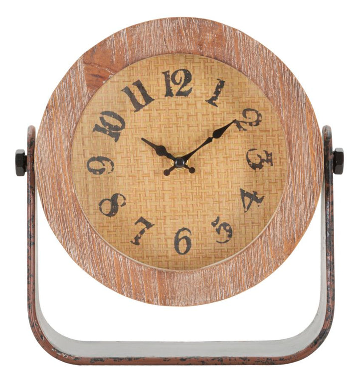 Tischuhr aus Metall und Holz