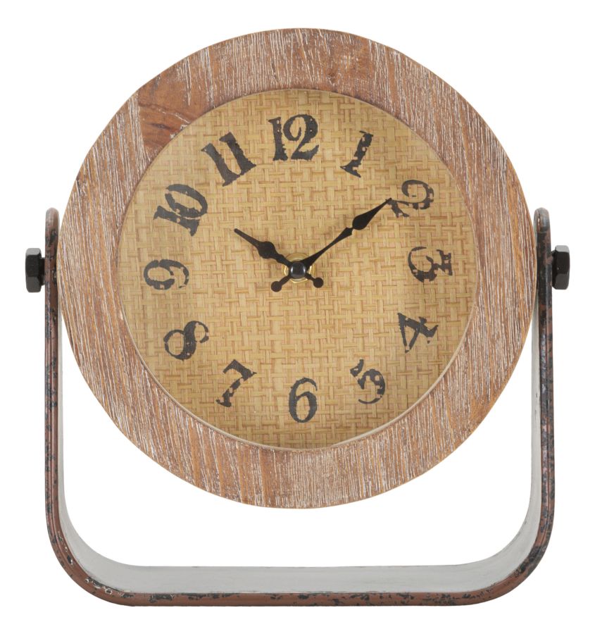 Tischuhr aus Metall und Holz