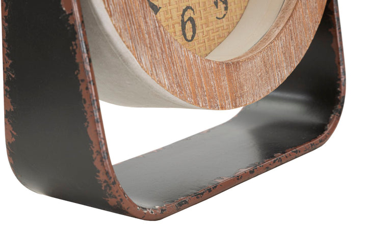 Tischuhr aus Metall und Holz