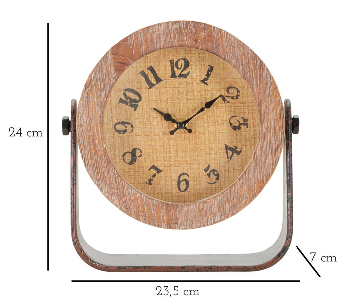 Tischuhr aus Metall und Holz