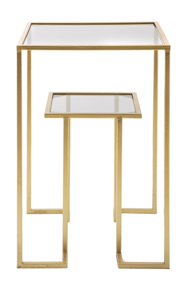 Rechteckiger kleiner Tisch aus Metall und Glas in Gold
